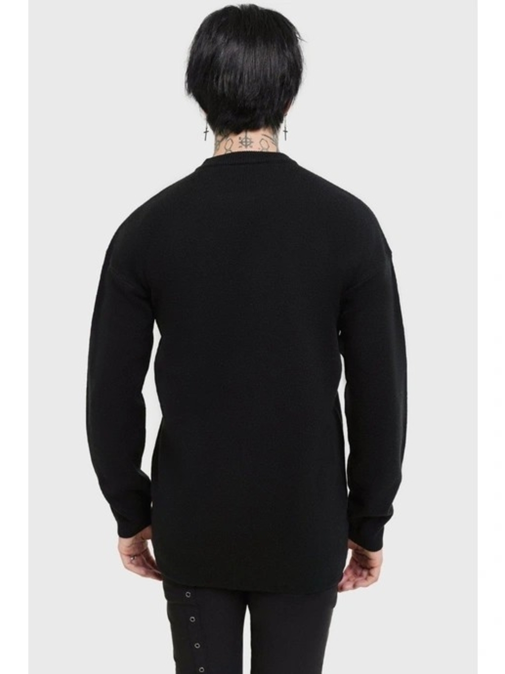 Men's Black Skeleton Knit Sweater - Picture 2 of 5